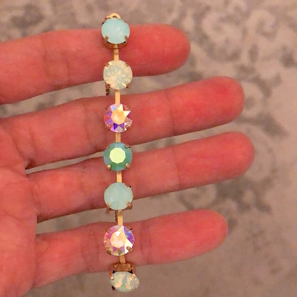 Aqua Aurora Borealis Crystal Bracelet - Picture 6 of 16
